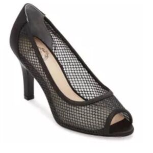 I Miller Womens Fiza Peep Toe Cone mesh Heel Pumps black size 11